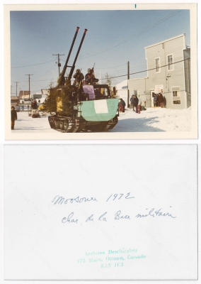 Military vehicle at the Moosonee Christmas parade